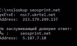 Определить хостинг с помощью nslookup