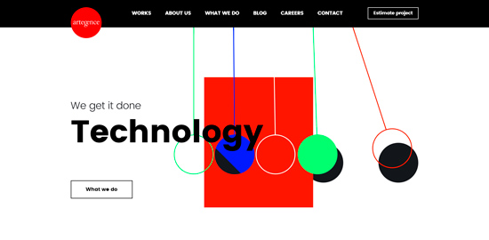 Пример использования асимметричного макета сайта Artegence (веб-дизайн 2020)