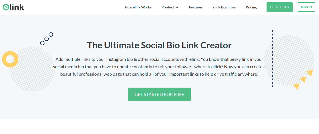 Elink socio bio link creator