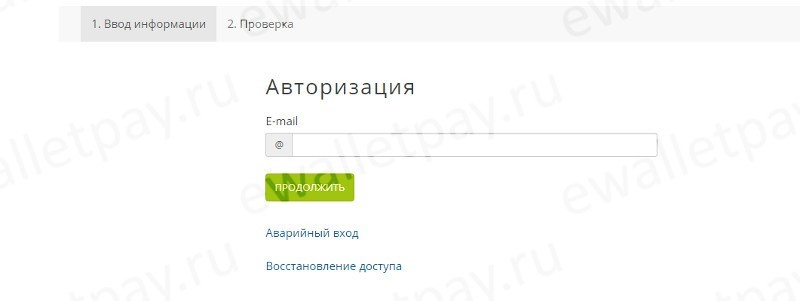 Ввод почты, на которую регистрировался аккаунт в системе E-num, для смены номера