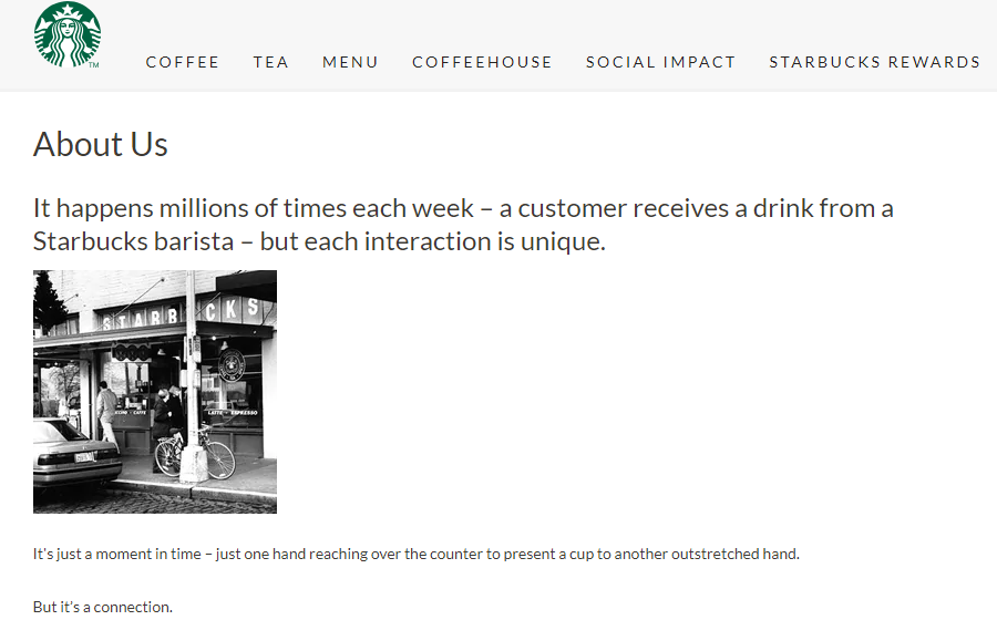 Starbucks about us page