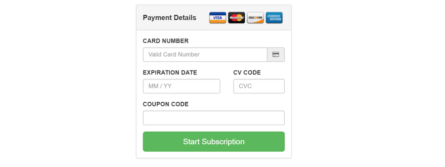 Simple Payment Form Using Bootstrap