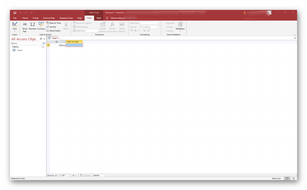 Интерфейс программы Microsoft Access