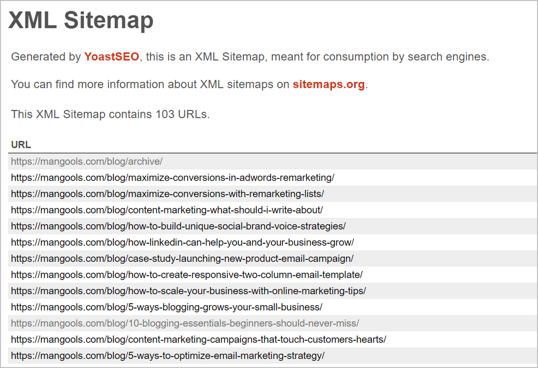 Yoast SEO plugin sitemap