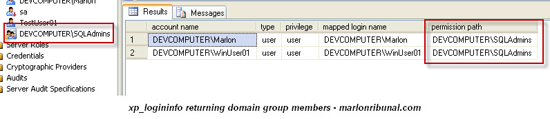 who are the domain members of the Windows Group in my SQL Server