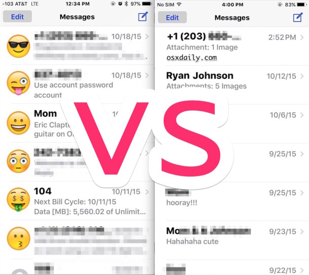 Hide and show contacts in Messages for iOS