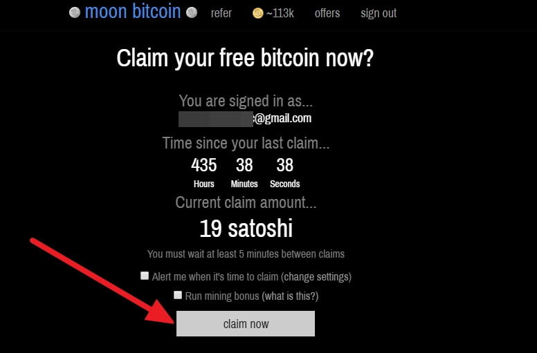 получение бесплатных биткоинов на Moon Bitcoin