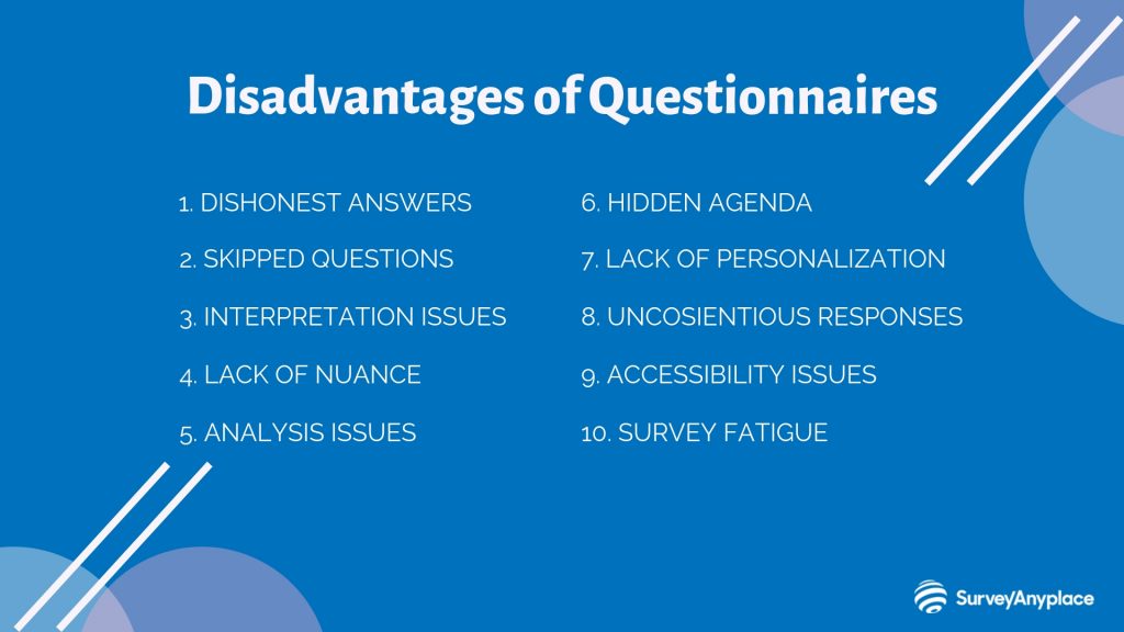 Disadvantages of Questionnaires