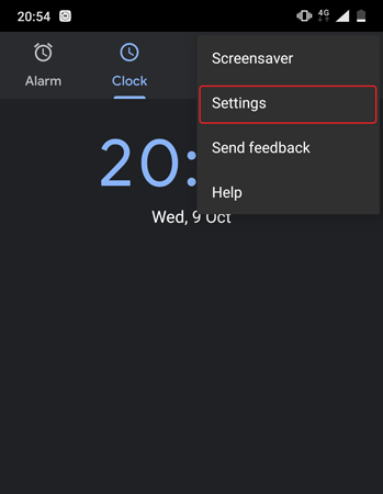 tap on native android clock settings