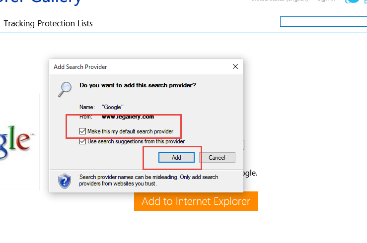 Internet Explorer - Add new search engine (step2)